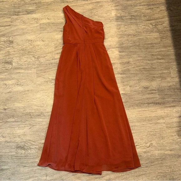 Elegant One-Shoulder Chiffon Davids Bridal DB Studio Bridesmaid Dress - Picture 3 of 7